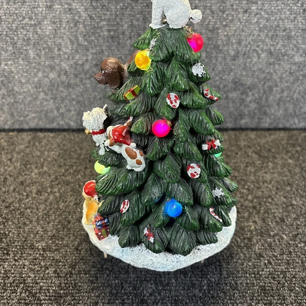 Collections Etc~Dog Lighted Tabletop Christmas Tree~Works